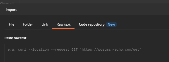 Image of postman raw text import